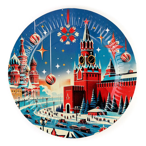 Цена за 10 шт. Тарелка одноразовая бумажная «С Новым годом», 18 см