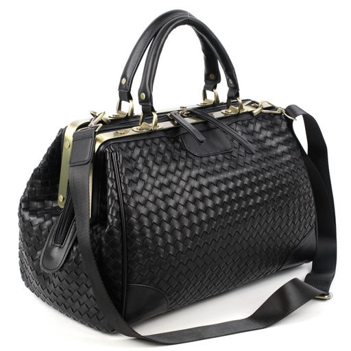 Мужская средняя дорожная плетеная сумка саквояж из эко-кожи 0110-1