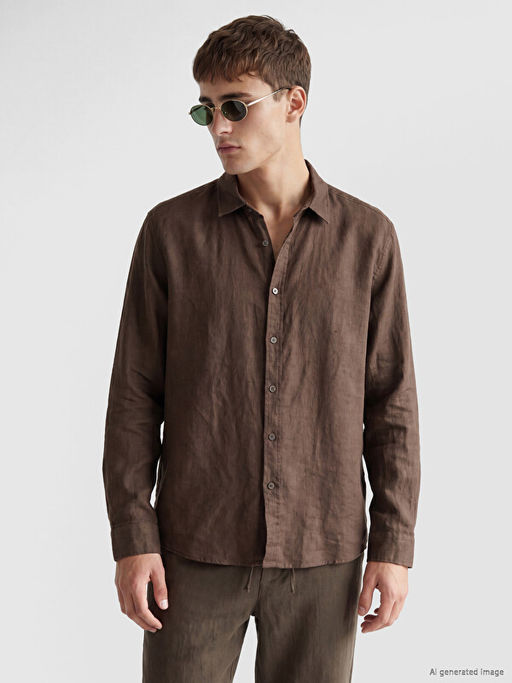 Regular Fit %100 Keten Erkek G?mlek