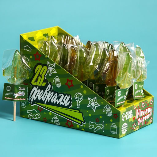 Цена за 20 шт. Леденец на палочке 23 февраля, вкус: мята-ментол, 20 шт. ? 10 г - Фабрика счастья фото 3