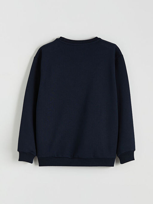 Bisiklet Yaka Ay? Teddy Bask?l? Erkek ?ocuk Kal?n Sweatshirt