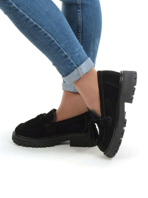 03-5929-1 BLACK Лоферы женские (натуральная замша) - No name фото 3