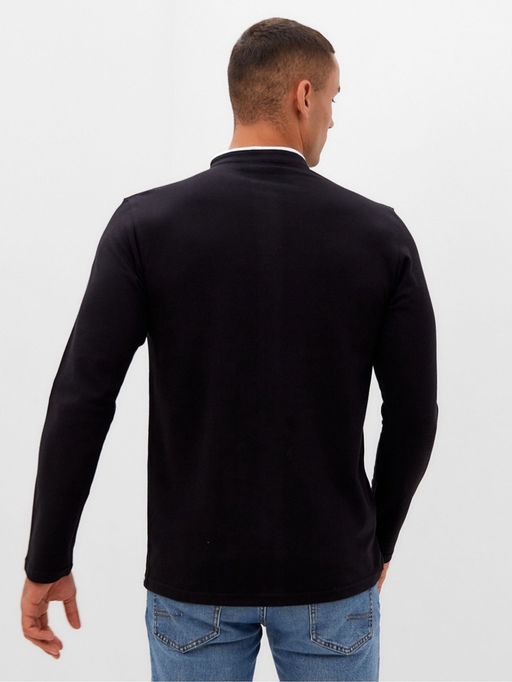 Лонгслив поло мужской MINAKU: Basic line MAN, чёрный, размер 44