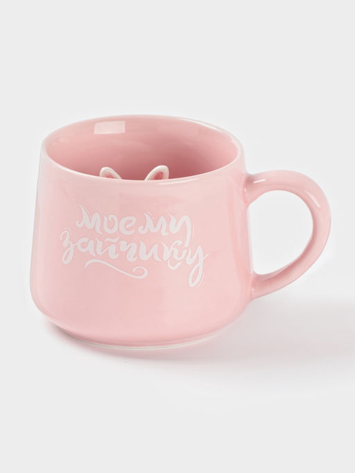 Кружка Доляна «Зайчик», 360 мл, керамика, розовая