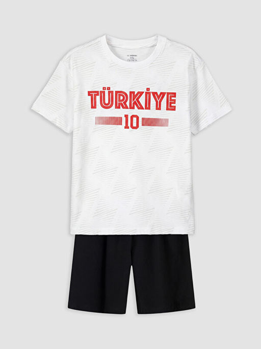 T?rkiye Bask?l? Erkek ?ocuk ?ortlu Pijama Tak?m?