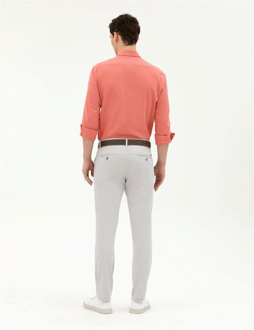 A__k Gri Slim Fit Kanvas Pantolon