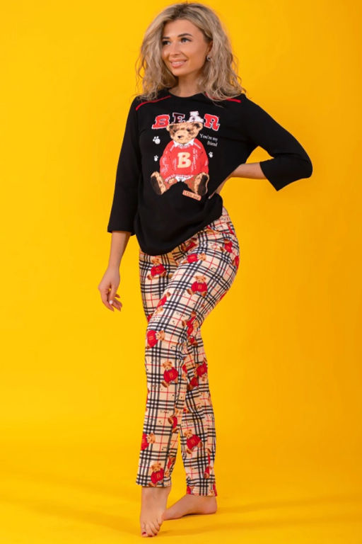 Костюм женский, цвет бежевый черный красный