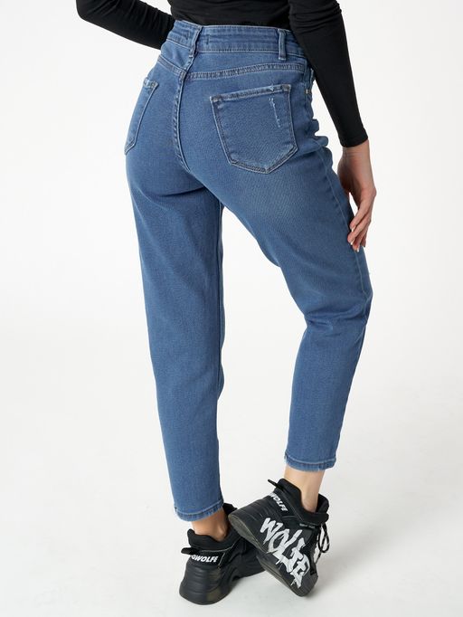 Джинсы женские прямые с высокой талией синего цвета 536_20S - Mtforce фото 10