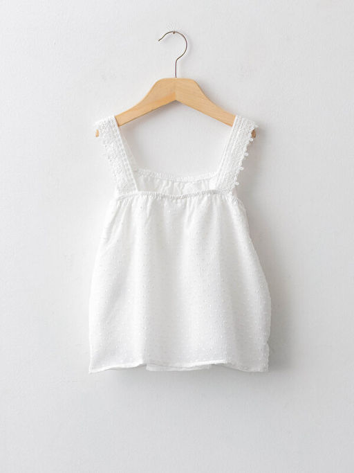 Kare Yaka Dantel Detayl? Ask?l? K?z ?ocuk Bluz - Waikiki фото 3