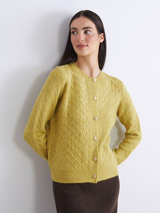 Bisiklet Yaka Kendinden Desenli Kad?n Triko H?rka