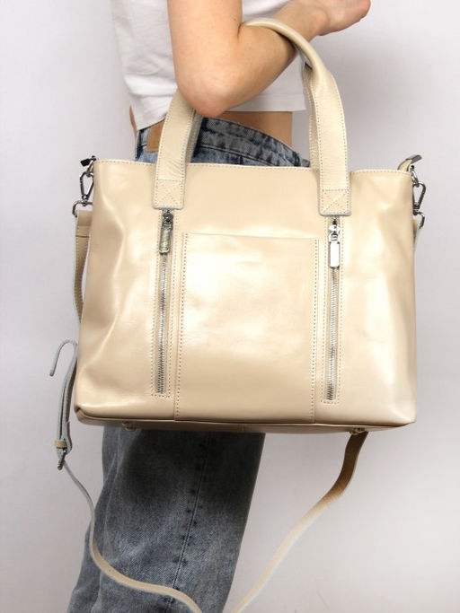 Сумка женская натуральная кожа RM-SH-8321, 1отд+карм/перег, плечевой ремень, бежевый SALE 261769 - Adelia фото 5