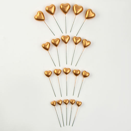 Топперы для торта «Сердечки», 12 см, золотой