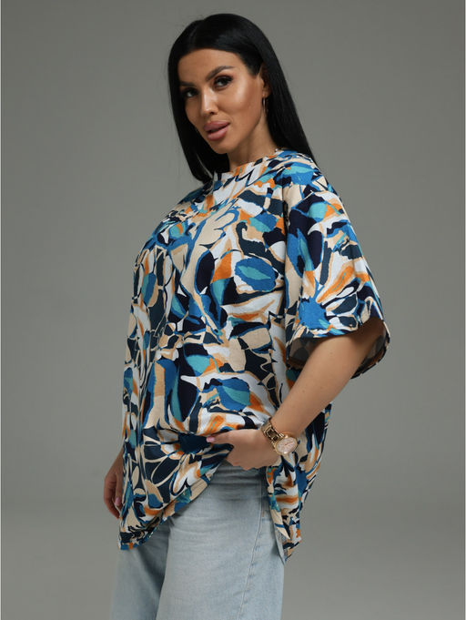 Анита-4 футболка женская (синие цветы)