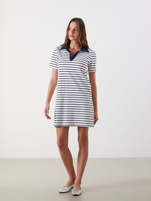 Polo Yaka ?izgili A Kesim Elbise