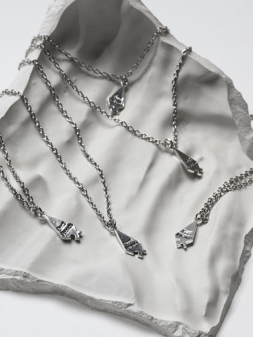 Кулоны парные на цепочке «Неразлучники. 5 пазлов», L=45 см, набор 2 шт. цвет серебро