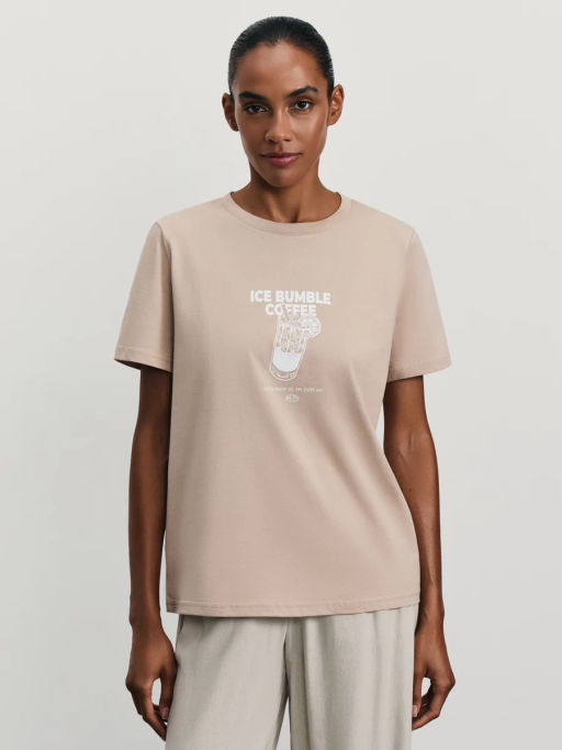 Футболка с принтом из хлопка / Zarina  фото 3