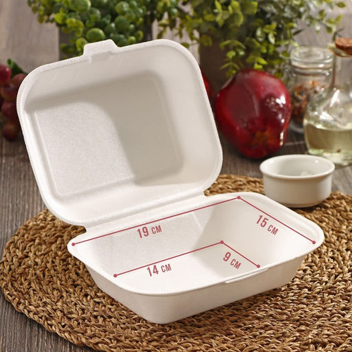 Цена за 100 шт. Ланч - бокс для бенто-торта и бургера, 19×15×7 см, полистирол, белый