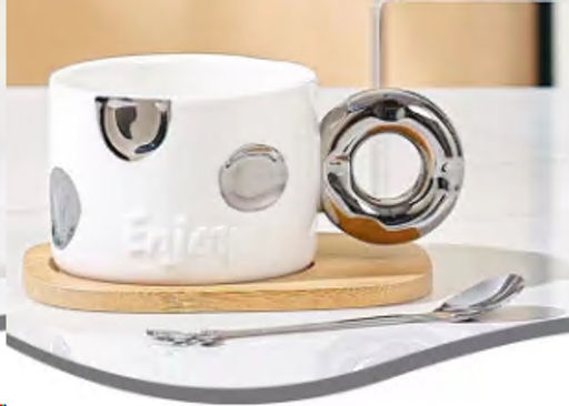 Чайный набор 250 мл 3 предмета с ложкой / SP2412-1-White /уп 60/