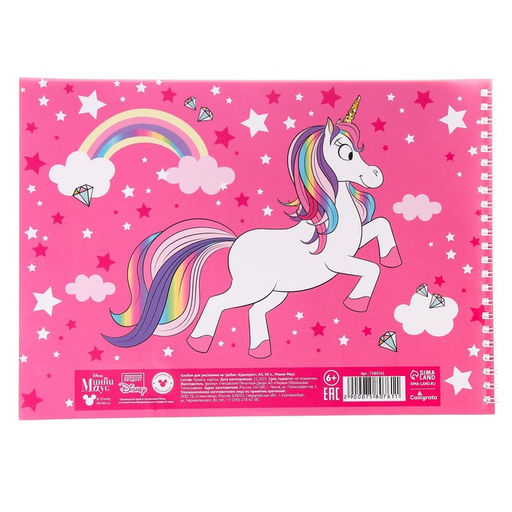 Цена за 2 шт. Альбом для рисования А4, 40 листов 100 г/м², на пружине, «Минни Маус и единорог»