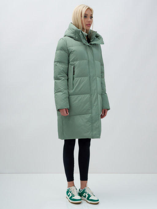 Куртка зимняя женская с капюшоном удлиненная стеганная зеленого цвета 9629Z - Mtforce фото 5