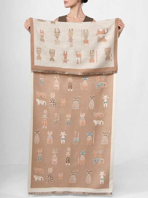 в составе ШЕРСТЬ и КАШЕМИР Большой, мягкий, теплый однотонный двусторонний палантин. - Tantino фото 2