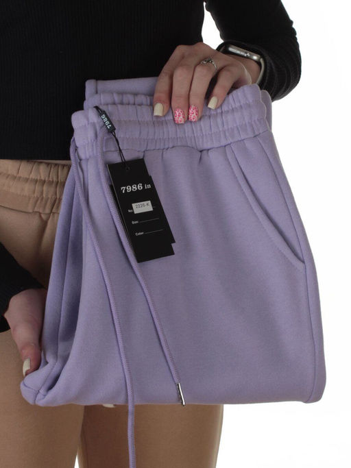 2226-K LILAC Брюки спортивные утепленные женские (85% хлопок, 10% полиэстер, 5% спандекс)
