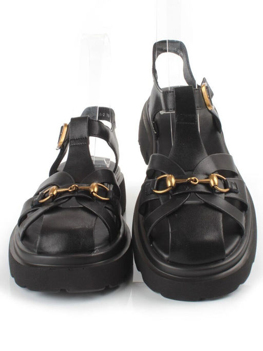 08-PEAG54-2 BLACK Босоножки женские (натуральная кожа)