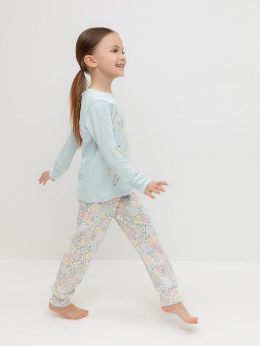 К 1541/пастельно-голубой,весенний сад пижама дет