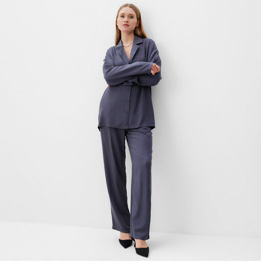 Костюм женский (рубашка, брюки) MINAKU: Casual Collection, размер 46, цвет графит