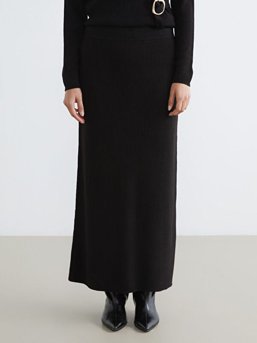 Beli Lastikli Fitilli Triko Etek