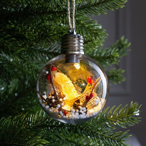 Ёлочный шар Новый год, 1 LED, от батареек, свечение тёплое белое - Luazon lighting фото 6