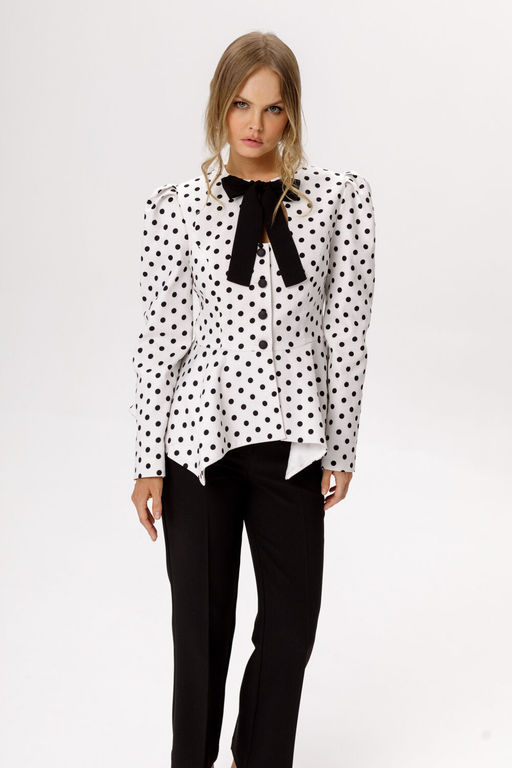 Жакет Pirs 6648 горохи на белом фоне