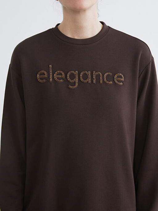 Bisiklet Yaka Ta?l? Kad?n Sweatshirt