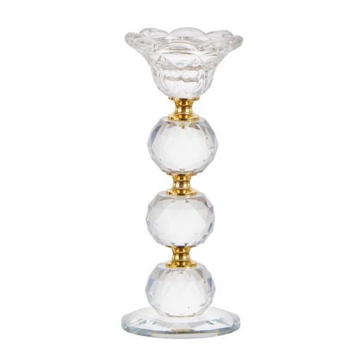 Стеклянный подсвечник на 1 свечу Цветочек с тремя шарами, 18?7?7 см