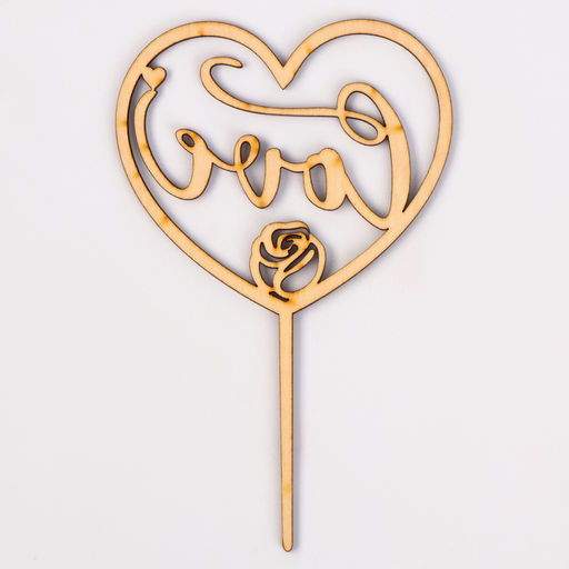 Топпер деревянный Сердце с блестками, цвет розовый - Страна карнавалия фото 3