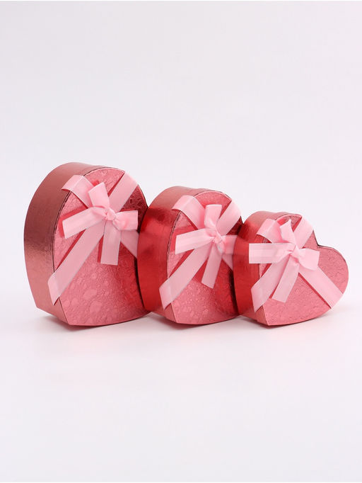 Набор подарочных коробок сердце 3 в 1, розовый, 22?20?9; 18.5?17?7.5; 16?14?6 см