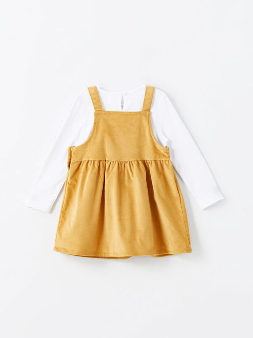 Kare Yaka K?z Bebek Salopet ve Ti??rt 2li Tak?m - Waikiki фото 3