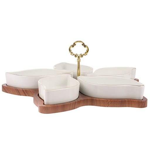 90033-320 Менажница на подставке 5 блюд 7пр керамика LR (х6)