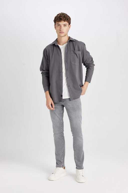 Хлопковая рубашка обычного кроя с длинными рукавами - Defacto фото 2