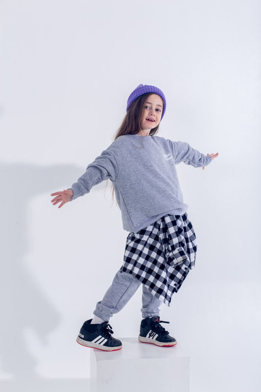 072 Детский костюм, серый меланж 3хнитка петля