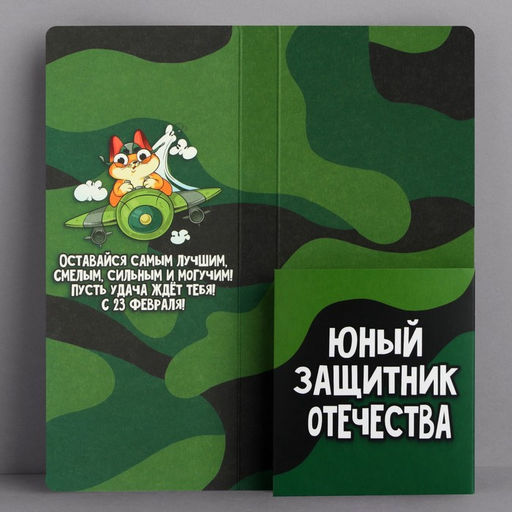 Цена за 5 шт. Открытка с местом для шоколадки «23 февраля: Самому смелому»