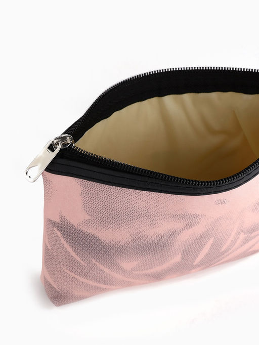Косметичка на молнии плоская, с принтом, розовая