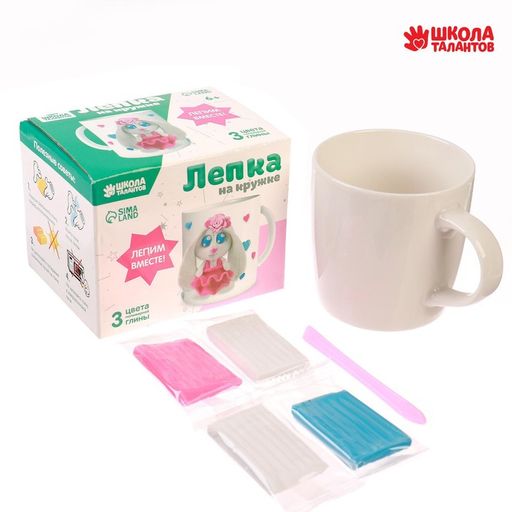 Набор для творчества. Кружка для декорирования полимерной глиной Зайка в платье 300 мл - Школа талантов фото 2