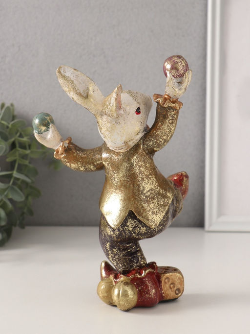 Фигурка полистоун «Цирковой кролик-жонглёр», 12.5×15×20 см