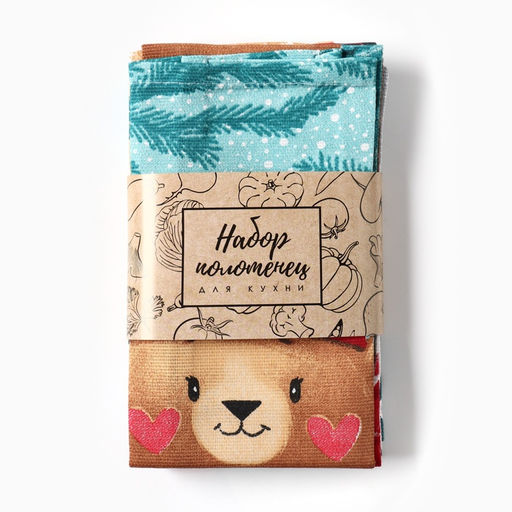 Набор кухонных полотенец Доляна Веселого Нового года 35х60см-4шт, 100% хл  фото 19