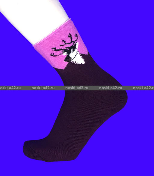 Цена за 12 пар. МИНИBS носки женские внутри махра Олени со слабой резинкой арт. 1680 37-41 (фактически 36-40) - For you фото 4