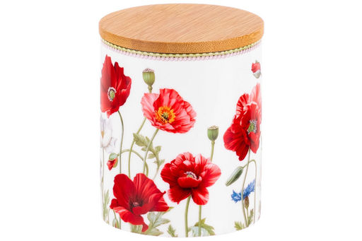 Банка д/хранения 650 мл 10*10*12,5 см Маки с деревянной крышкой с силикон.уплотн. NEW BONE CHINA - Elan gallery фото 11