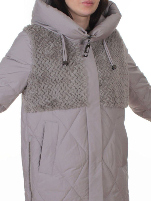 M-8800 GRAY/BEIGE Куртка зимняя стеганная женская (150 гр. холлофайбер)