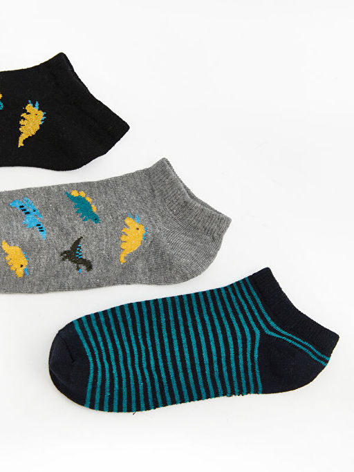 Desenli Erkek ?ocuk Patik ?orap 3l?