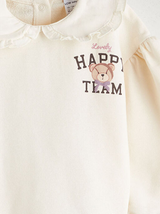 Bebe Yaka Bask?l? K?z Bebek Sweatshirt